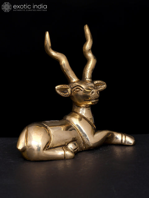 3" Small Brass Sitting Deer Figurine | Handmade