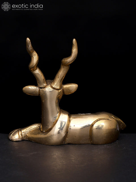 3" Small Brass Sitting Deer Figurine | Handmade