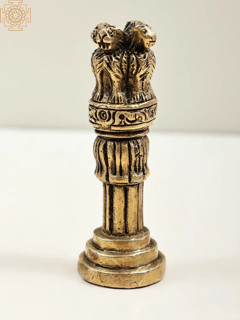 3" Small Brass Ashoka Pillar | Handmade