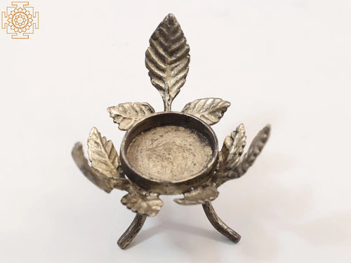 3" Handmade Brass Leaf Design Candle Stand