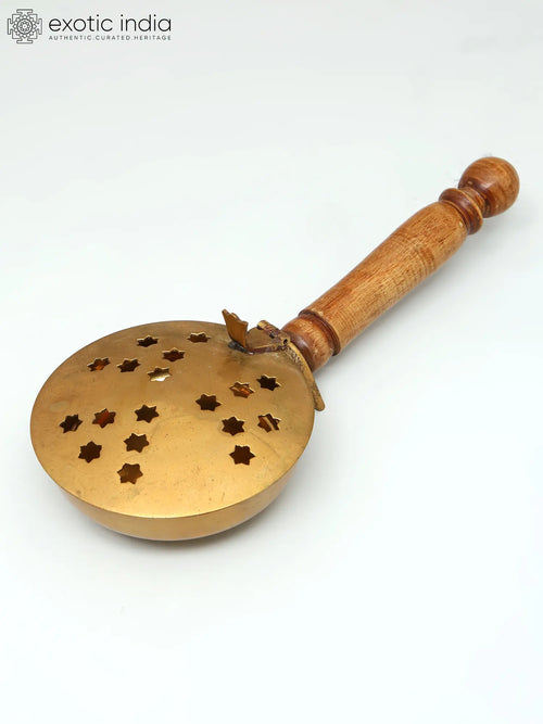 Handmade Brass Sambrani Dhoop Stand with Wooden Handle