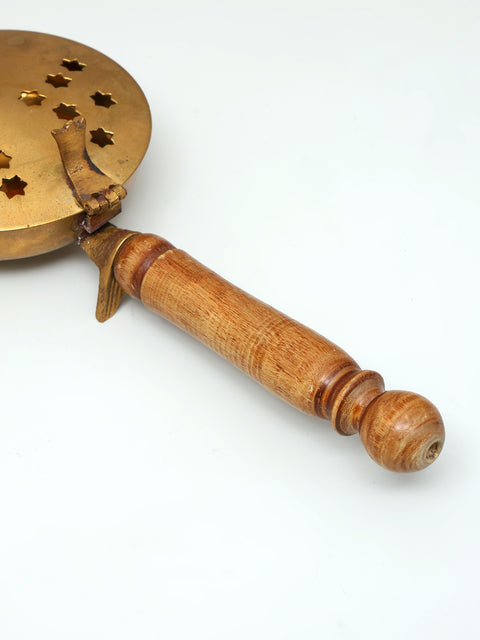Brass Sambrani Dhoop Stand with Wooden Handle | Handmade