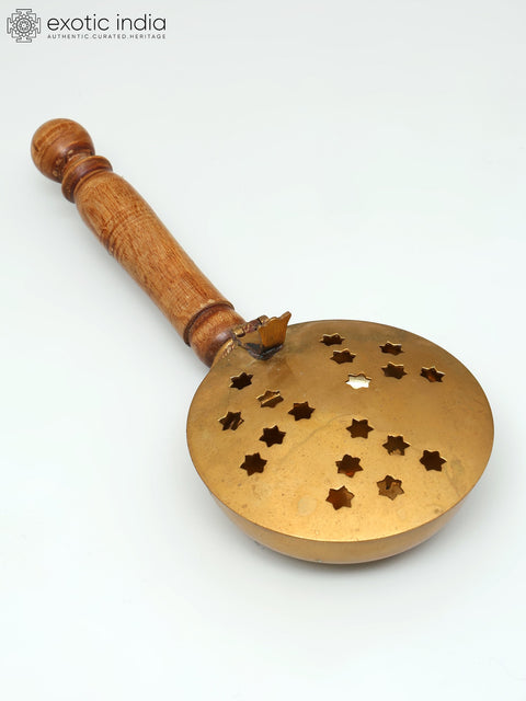 Brass Sambrani Dhoop Stand with Wooden Handle | Handmade