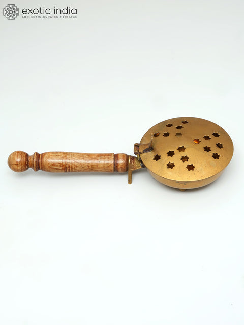 Brass Sambrani Dhoop Stand with Wooden Handle | Handmade