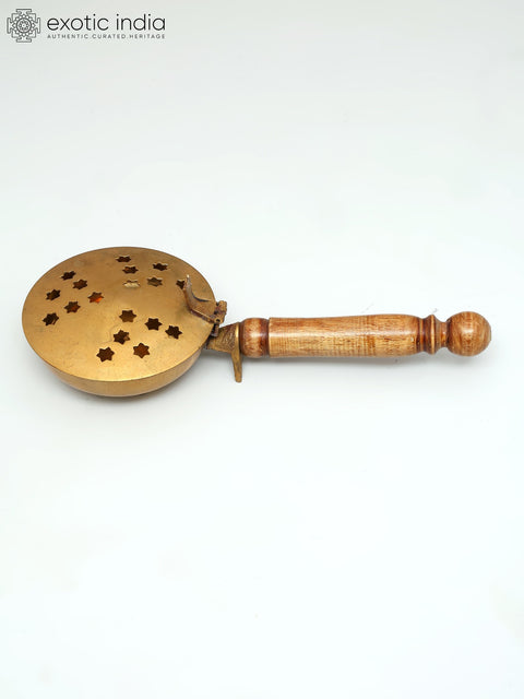 Brass Sambrani Dhoop Stand with Wooden Handle | Handmade