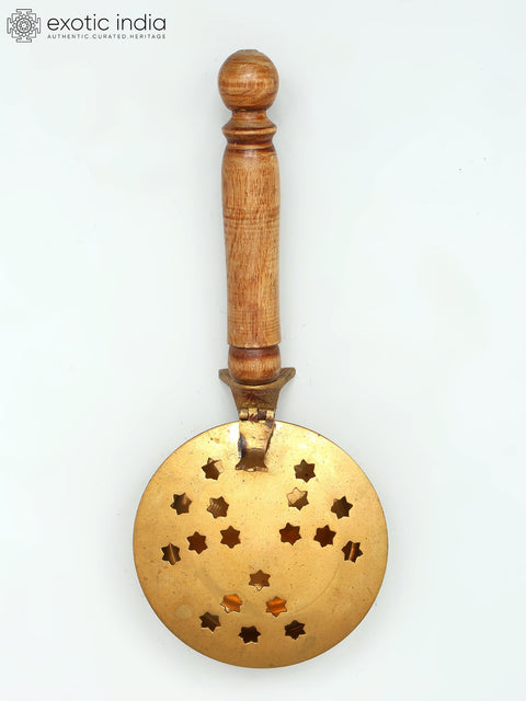 Brass Sambrani Dhoop Stand with Wooden Handle | Handmade