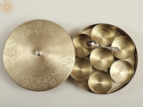 7" Brass Masala Box | Handmade Spice Box