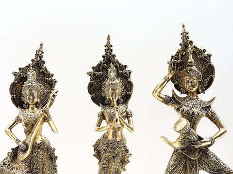 21" Thai Musician Ladies Brass Figurines