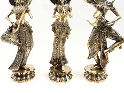 21" Thai Musician Ladies Brass Figurines
