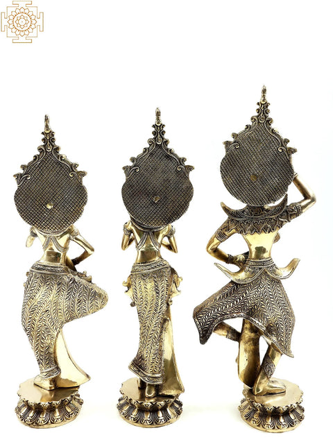 21" Thai Musician Ladies Brass Figurines