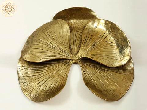 9" Brass Fancy Leaf Wall Hanging | Wall Decor Items