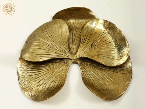 9" Brass Fancy Leaf Wall Hanging for Home Decor