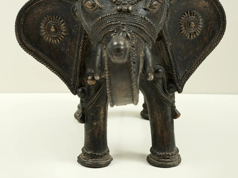 10" Brass Tribal Man Seated on Elephant
