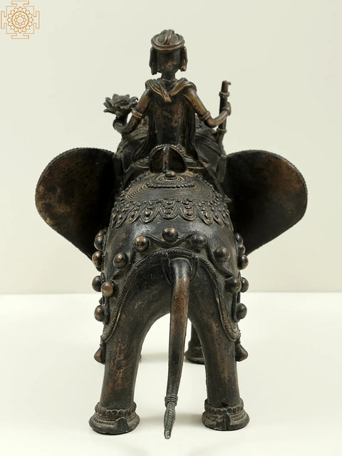 10" Brass Tribal Man Seated on Elephant
