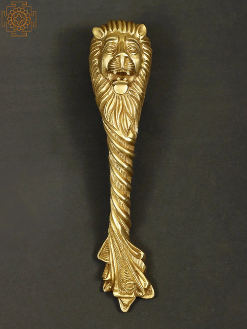 9" Brass Lion Face Door Handle for Home Decor