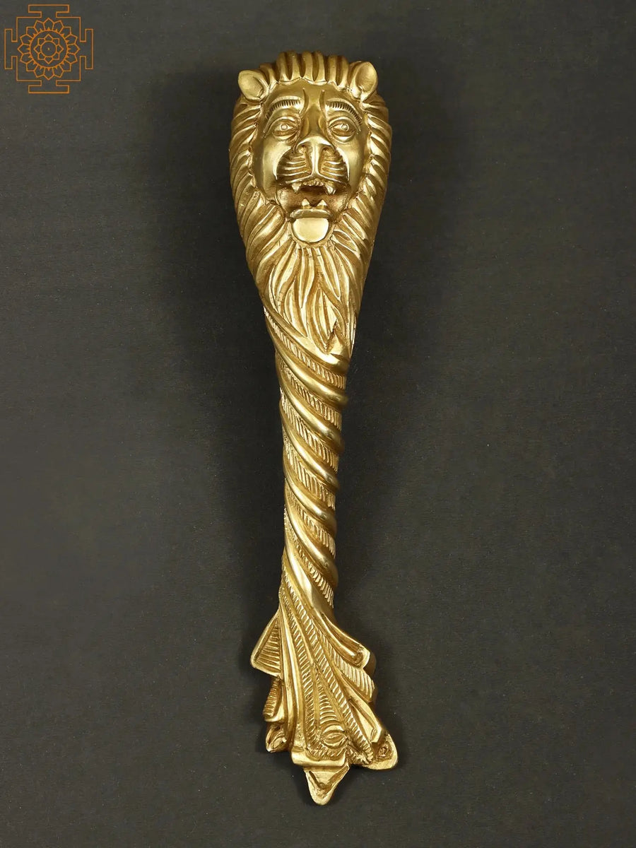 9" Brass Lion Face Door Handle for Home Decor