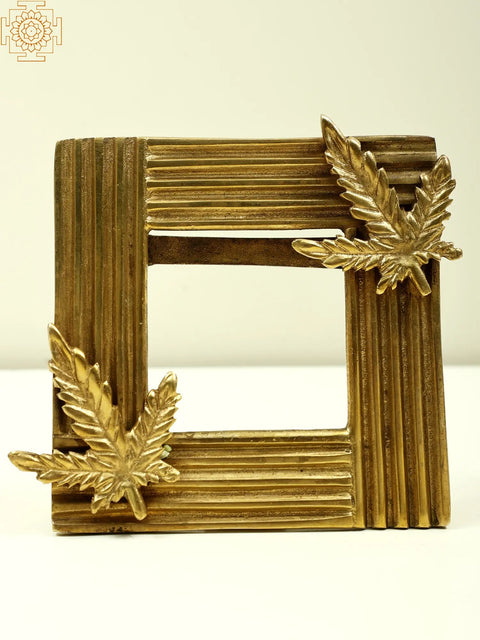4" Small Brass Leaf Design Photo Frame