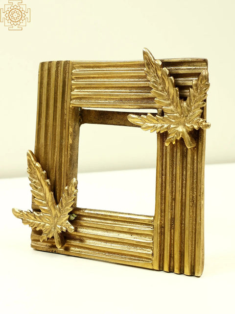 4" Small Brass Leaf Design Photo Frame