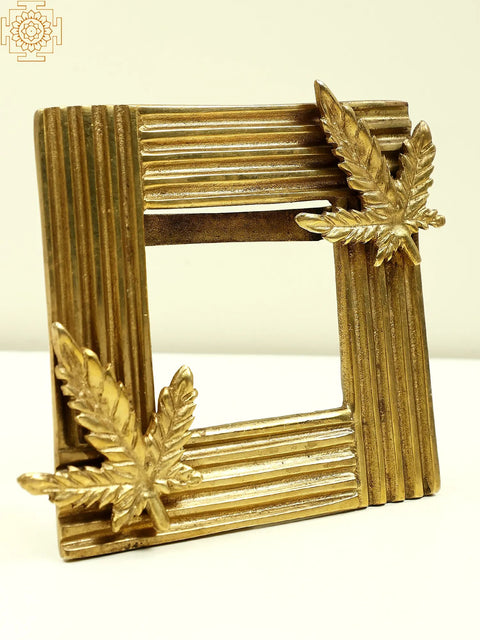 4" Small Brass Leaf Design Photo Frame