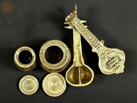 Brass Mouth Freshener Box (1 Sitar and 2 Tabla Set)