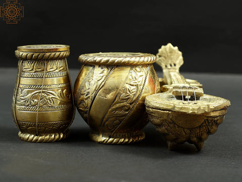 Brass Mouth Freshener Box (1 Sitar and 2 Tabla Set)