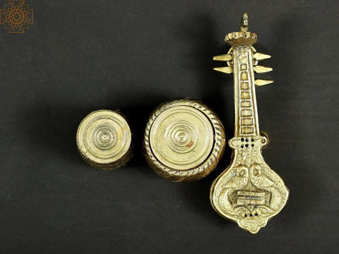 Brass Mouth Freshener Box (1 Sitar and 2 Tabla Set)
