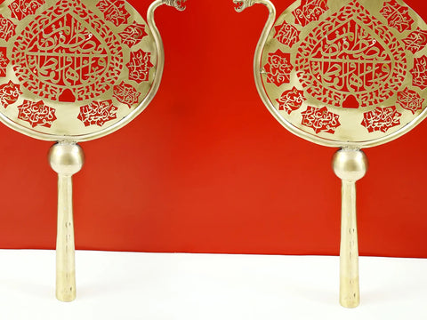 34" Brass Deccan Engraved Alam (Pair) | Handmade