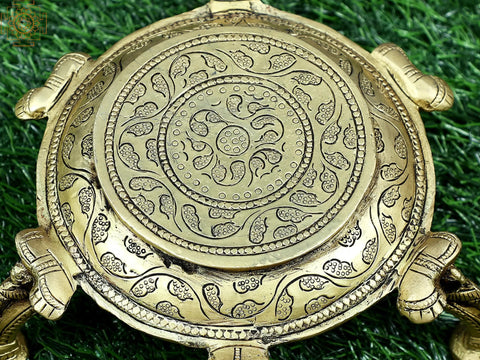 7" Small Brass Tortoise Chowki