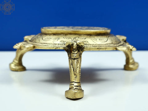 7" Small Brass Tortoise Chowki