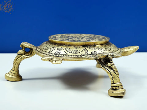 7" Small Brass Tortoise Chowki