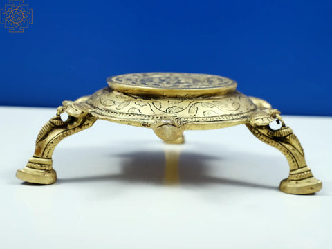 7" Small Brass Tortoise Chowki