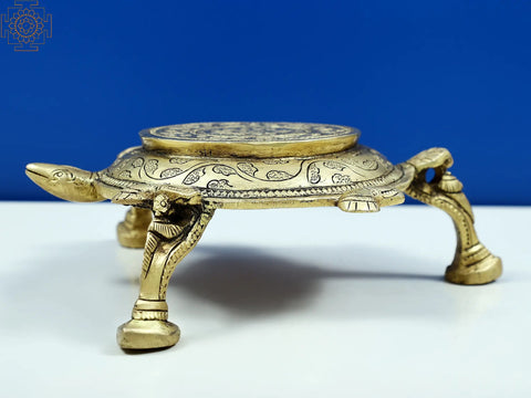 7" Small Brass Tortoise Chowki