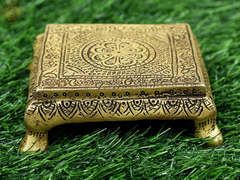 3" Small Traditional Pooja Chowki in Brass