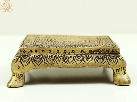 3" Small Traditional Pooja Chowki in Brass