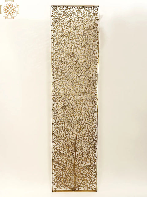 65" Brass Grill Board Tree Design Jali