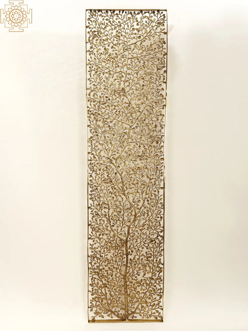 65" Brass Tree Design Jali Wall Hanging