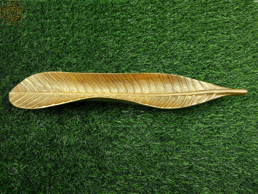 15" Brass Banana Leaf Door Handle for Home Decor