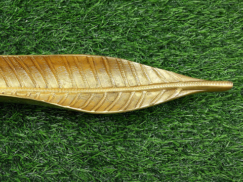 15" Banana Leaf Door Handle In Brass