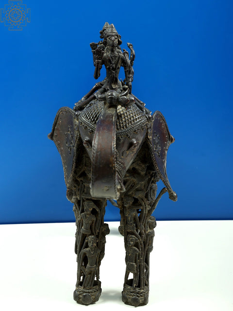 18" Brass Tribal Man Seated on Elephant