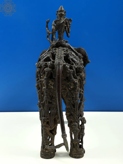 18" Brass Tribal Man Seated on Elephant
