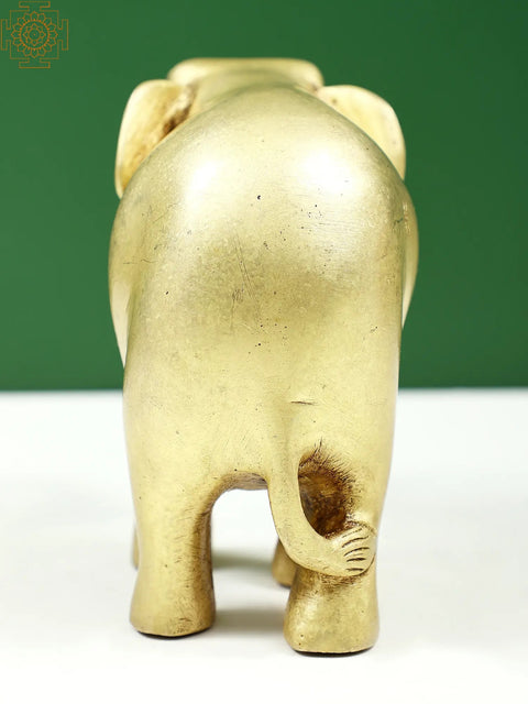4" Small Brass Elephant Statue with Trunk Up