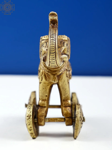 3" Small Brass Elephant Figurine on Wheels