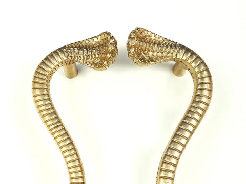 8" Brass Pair of Snake Design Door Handles