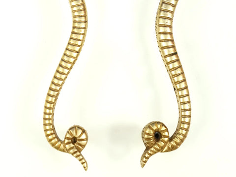 8" Brass Pair of Snake Design Door Handles