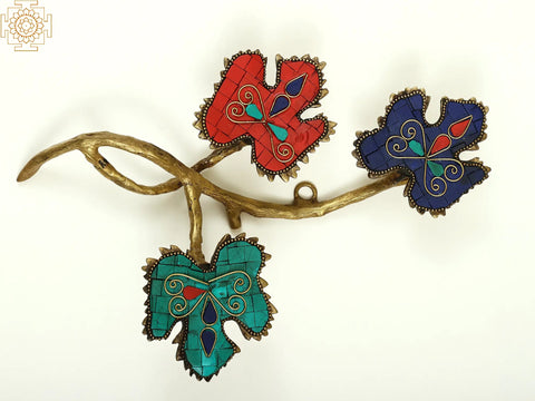 Brass Leaves Design Wall Hanging with Inlay Work