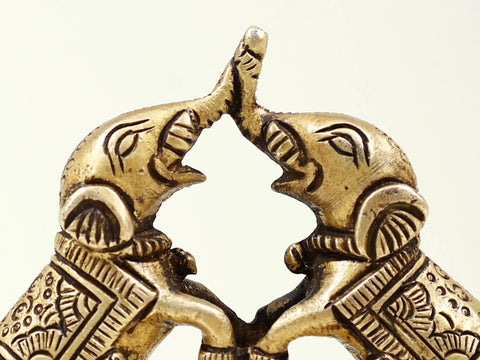 3" Small Brass Decorative Twin Elephants