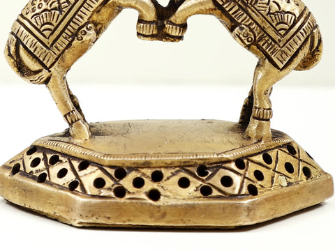 3" Small Brass Decorative Twin Elephants