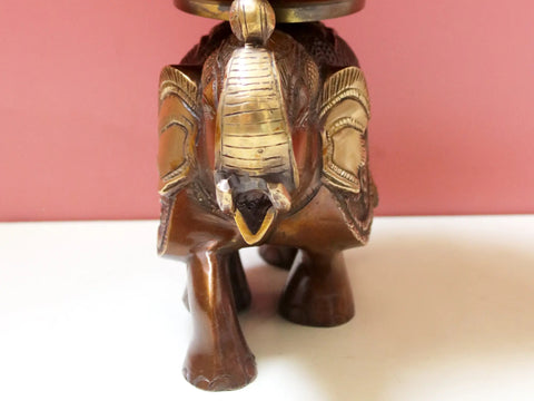 8" Brass Urli on Elephant with Ghungroo
