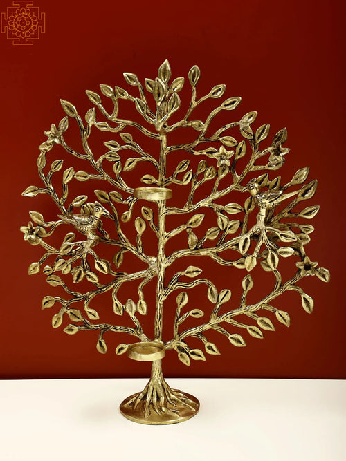 Brass Tree with Candle Holder Home Decor Sculpture