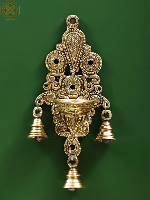Brass Hanging Diya with Bell